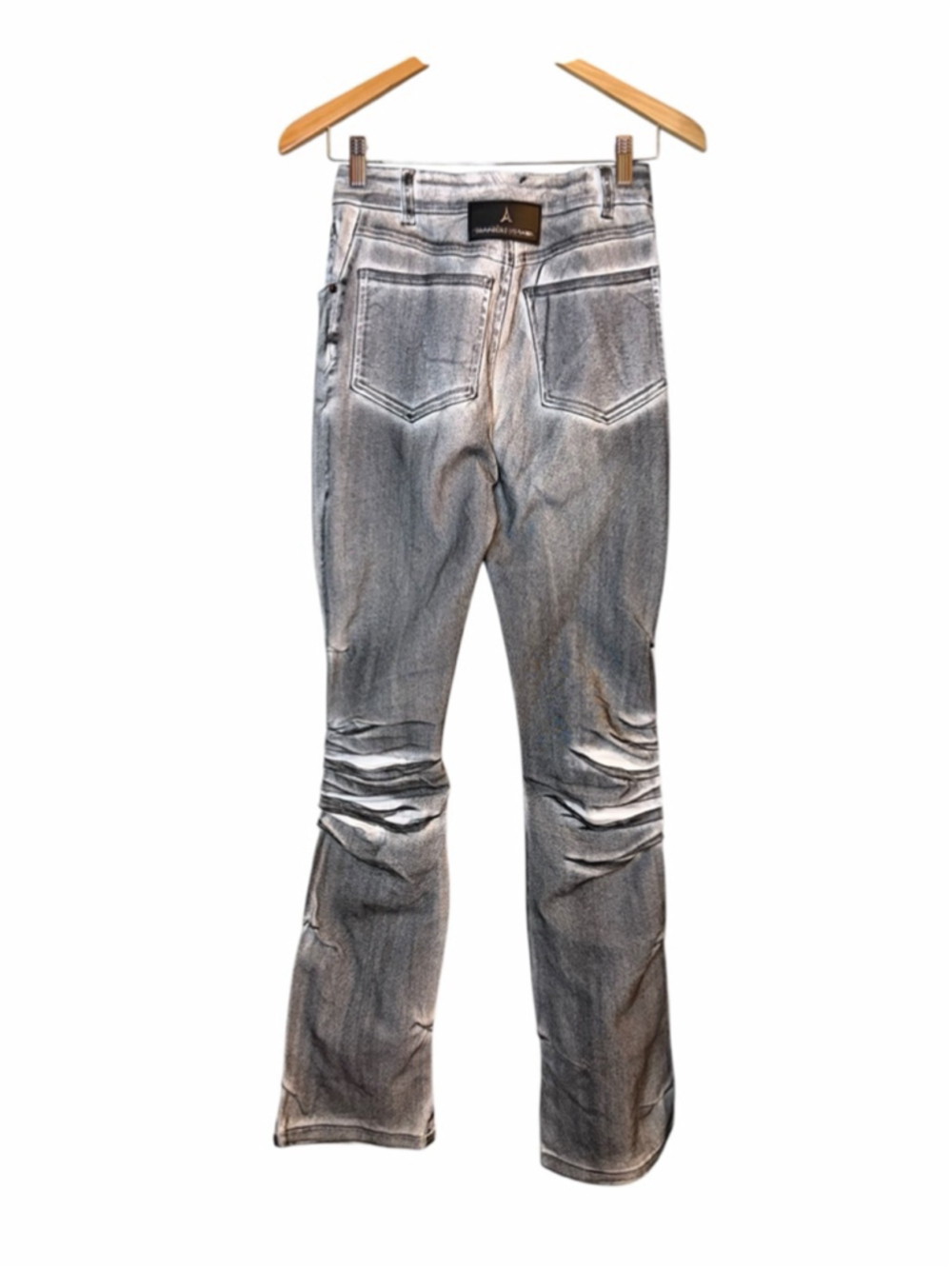 Manière De Voir Oil Print Tacked Fit And Flare Jeans - White/Grey Sz 4 - Picture 3 of 9